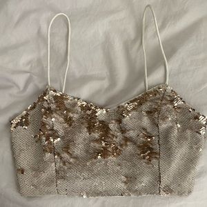 Topshop gold sequin top